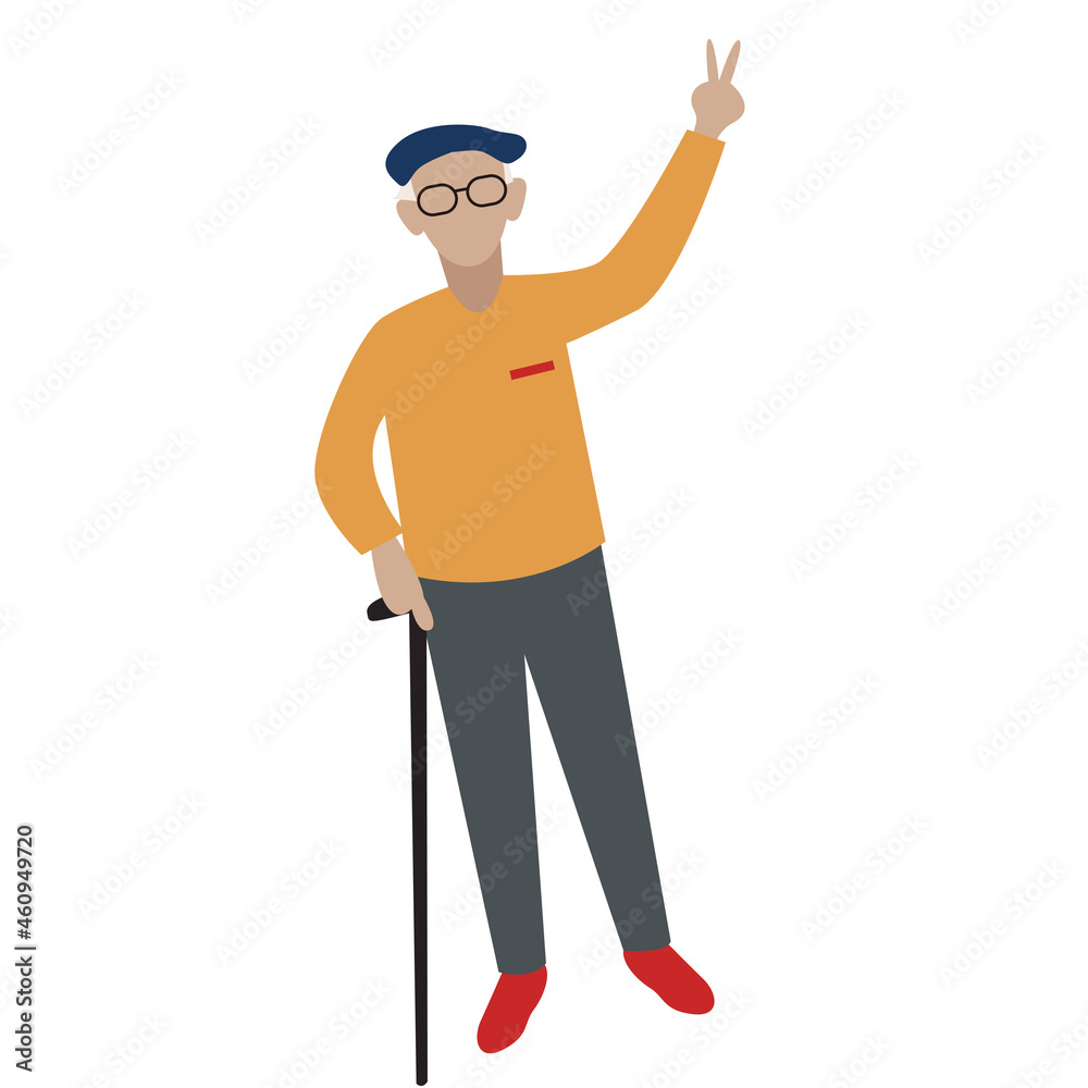 杖を持った男性 杖を持った男性