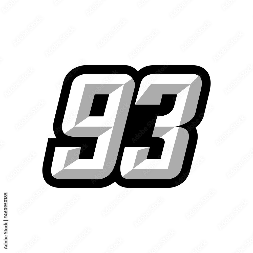 Creative modern logo design racing number 93 Stock Vector