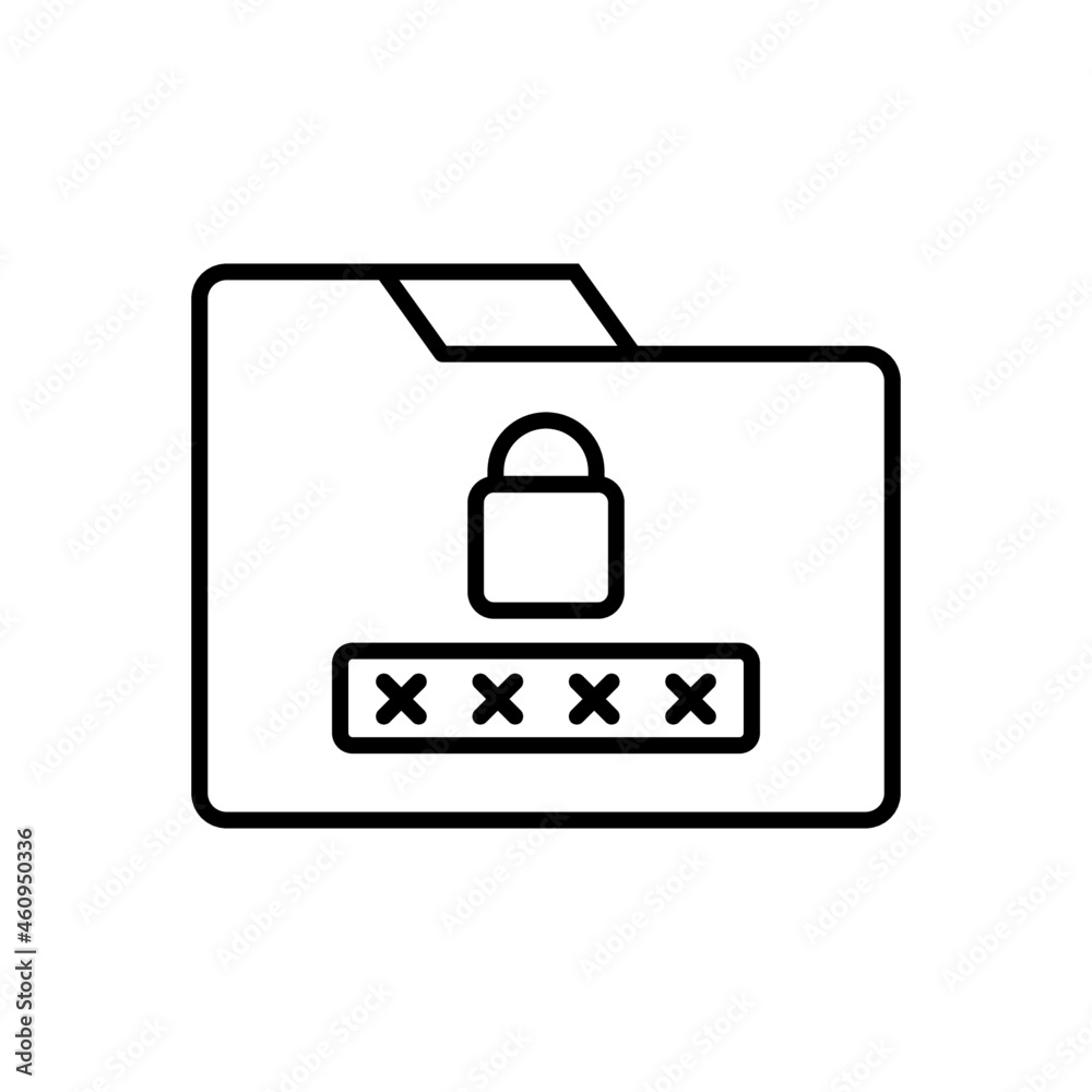 folder password line icon vector design, editable stroke line icon folder password line icon vector design, editable stroke line icon