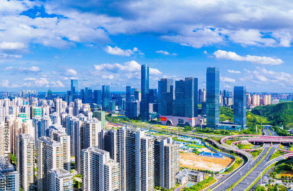 Naklejka premium Urban scenery of CBD in Nanning, Guangxi, China