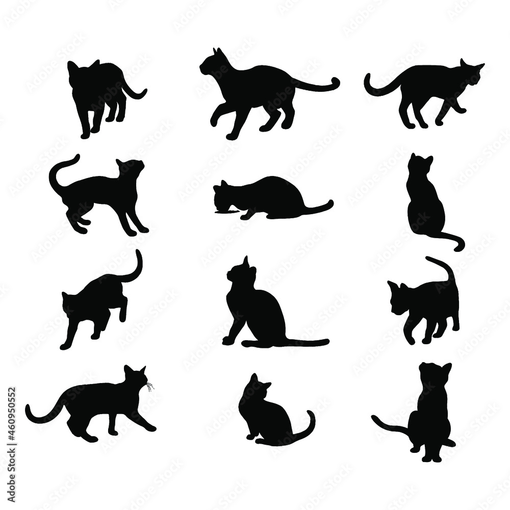 Cats vector silhouette stock illustration.