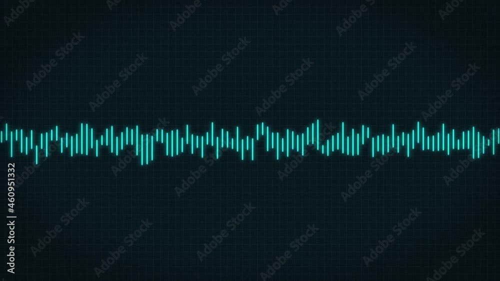 Minimalist HUD Waveform Audio. Abstract blue glow neon sound waves background. Audio Waveform  Abstract music waves oscillation modern. Futuristic sound wave visualization. Synthetic technology sample