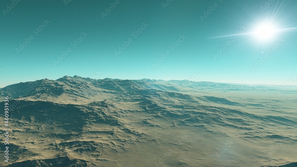 realistic surface of an alien planet 3d illustration