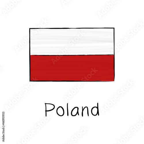 Free Download Poland flag with outline and signature isolated on a white background. Hand drawn color vector illustration in sketch style. - GFXLoad