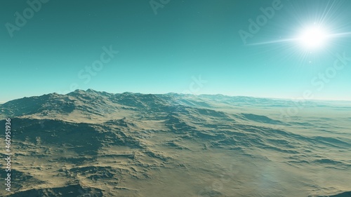 realistic surface of an alien planet 3d illustration