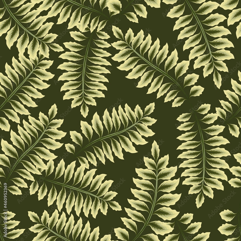 Seamless pattern with tropical green fern leaves. Elegant pattern for fashionable prints. tropical wallpaper. jungle print decorative. exotic tropics