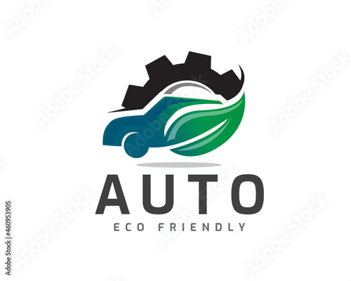 auto car green leaf eco friendly energy logo template illustration