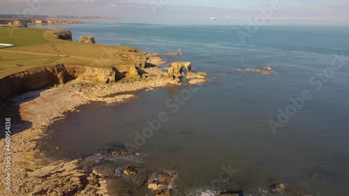 The Leas coastline, South Shields. Tracking shot. photo