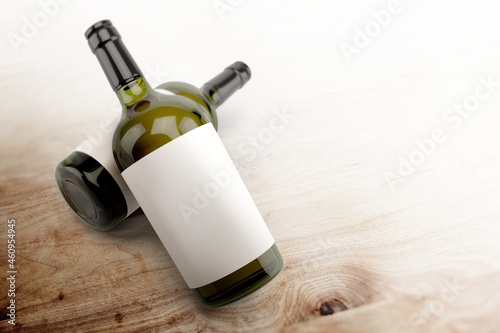 Blank label, white wine bottle beverage packaging and branding photo