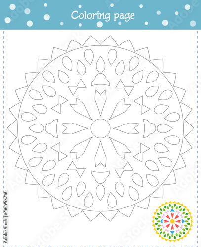 Coloring mandala for children. Development of fine motor skills, attention