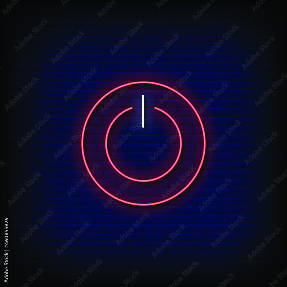 Start Power Button Neon Signs Style Text Vector Start Power Button Neon Signs Style Text Vector