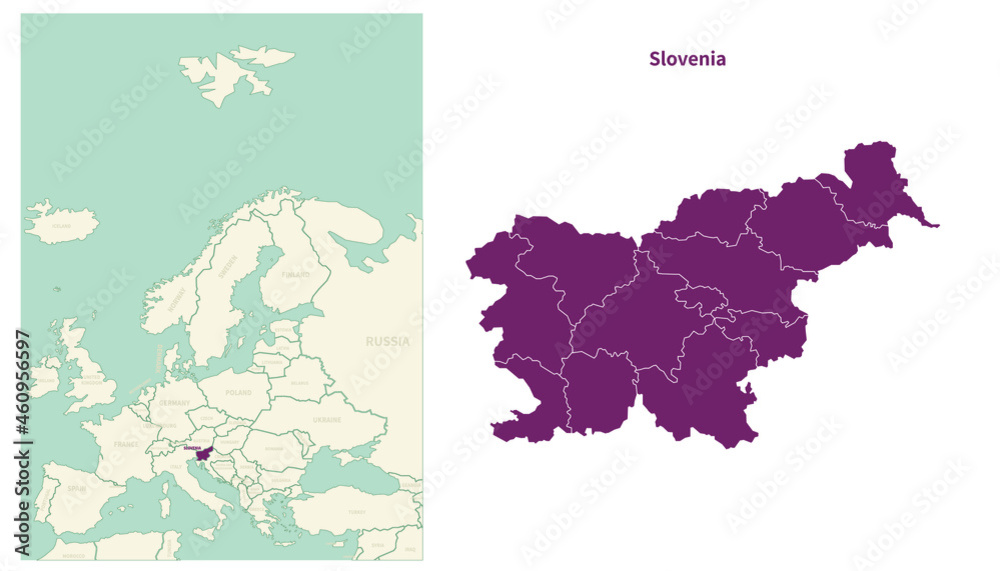 Fototapeta Slovenia map. map of Slovenia and neighboring countries. European countries border map.