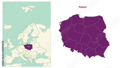 Poland map. map of Poland and neighboring countries. European countries border map.