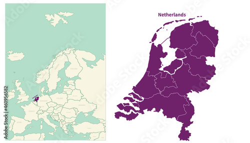 Netherlands map. map of Netherlands and neighboring countries. European countries border map.