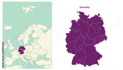 Germany map. map of Germany and neighboring countries. European countries border map.