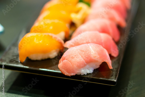 fresh tuna raw sushi on plate