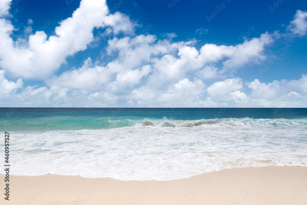 The island of dreams. White coral sand and azure indian ocean.