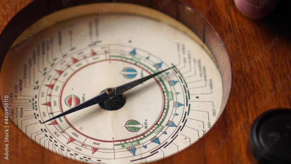 Vertical Video, Turning On and Searching For Radio Station on Vintage Receiver. Close Up. Full Frame Vertical Video, Turning On and Searching For Radio Station on Vintage Receiver. Close Up. Full Frame