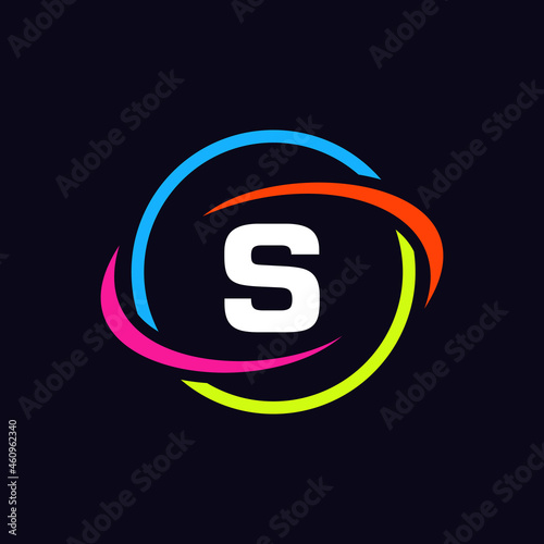 Technology Logo Design On S Letter Concept. Letter S Technology Logo. Networking Logo Template