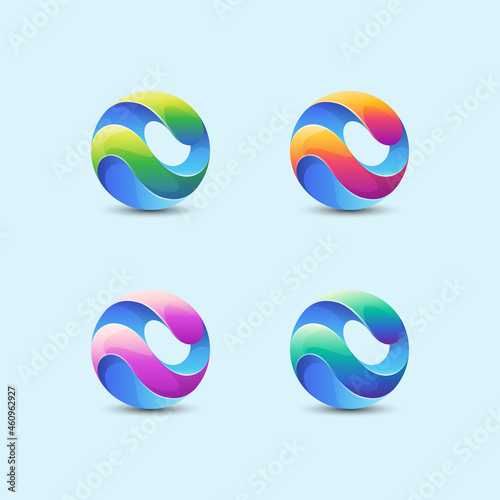 Colorful sphere with fluid logo gradient