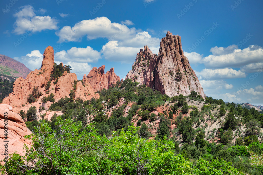 Sandstone rock formations in the Garden of the Gods, Colorado.