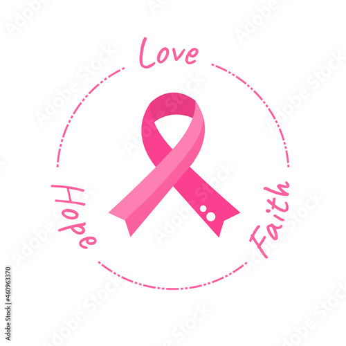 Pink ribbon symbol of women breast cancer awareness campaign in October