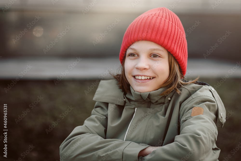 Portrait of cheerful happy young hipster boy in red hat Portrait of cheerful happy young hipster boy in red hat