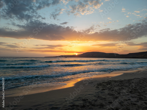 Sunset at Simos beach in Elafonisos island in Greece © viperagp