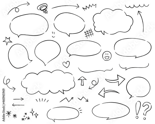 Speech bubble, speech balloon, chat bubble flat line vector icon photo