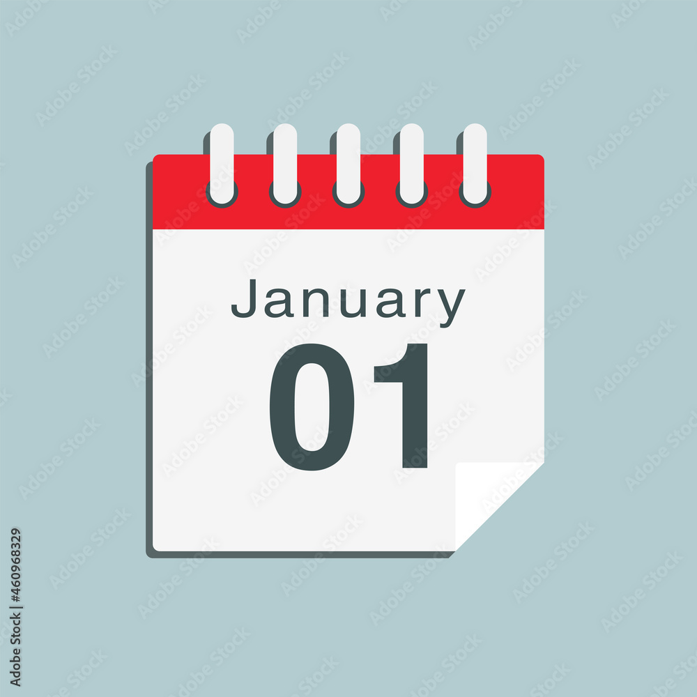 Icon day date 1 January, template calendar page Icon day date 1 January, template calendar page