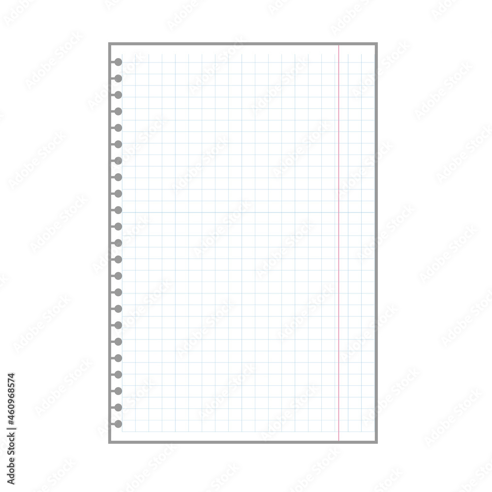 blank checkered plaid sheet, notepad page with ring holes. blank checkered plaid sheet, notepad page with ring holes.