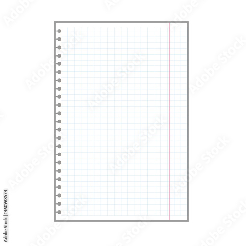 blank checkered plaid sheet, notepad page with ring holes.