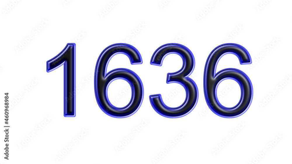 blue 1636 number 3d effect white background blue 1636 number 3d effect white background
