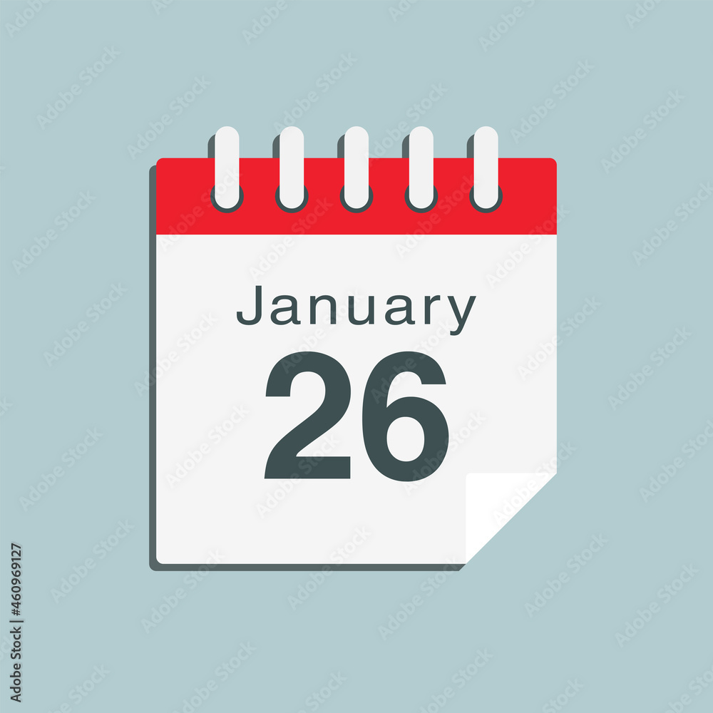 Icon day date 26 January, template calendar page Icon day date 26 January, template calendar page