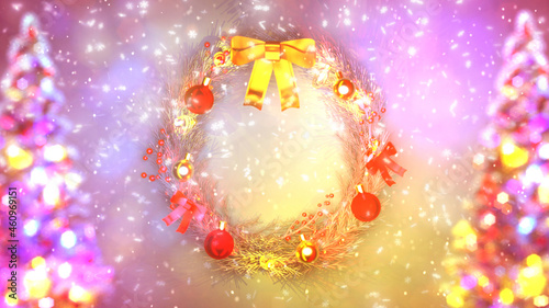 cute colorful pine tree and christmas holiday crown . creative abstract 3D rendering