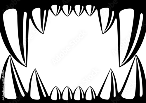 鋭い牙のフレーム モノクロ photo