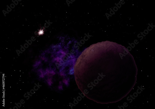 Fototapeta Naklejka Na Ścianę i Meble -  Planets in a space against stars. 3D rendering.