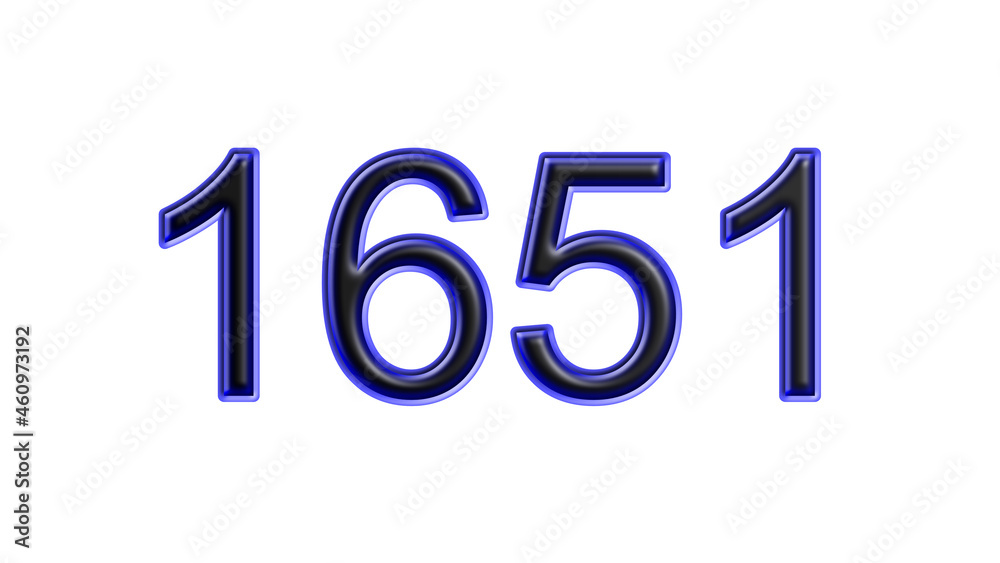 blue 1651 number 3d effect white background