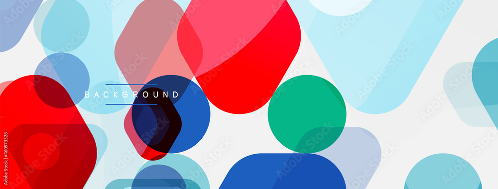 Color bubbles and rounded geometric shapes on white. Vector geometric minimal abstract background for wallpaper, banner, background, landing page Color bubbles and rounded geometric shapes on white. Vector geometric minimal abstract background for wallpaper, banner, background, landing page