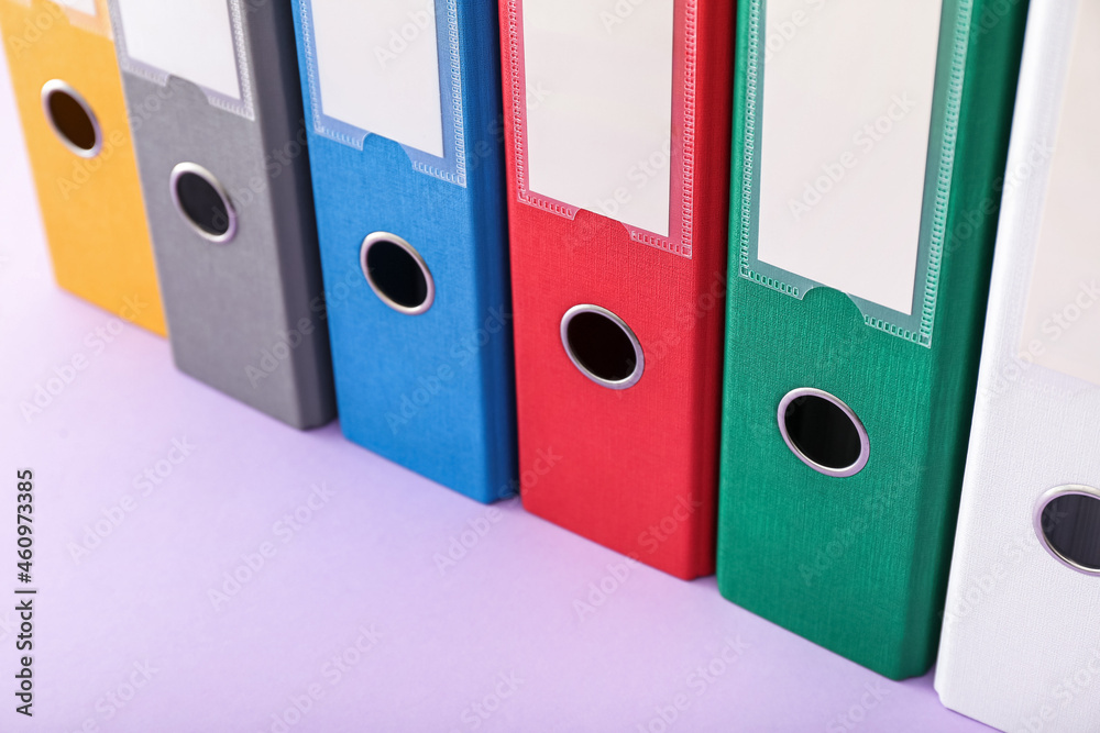 Office folders on color background Office folders on color background