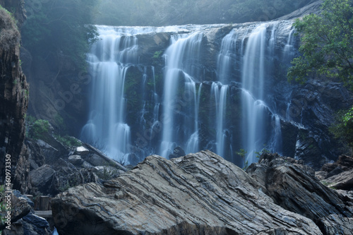 Sathoddi Falls formed by several unnamed streams near Kallaramane Ghat, near Yellapur, Karnataka, Kali Backwaters, India photo