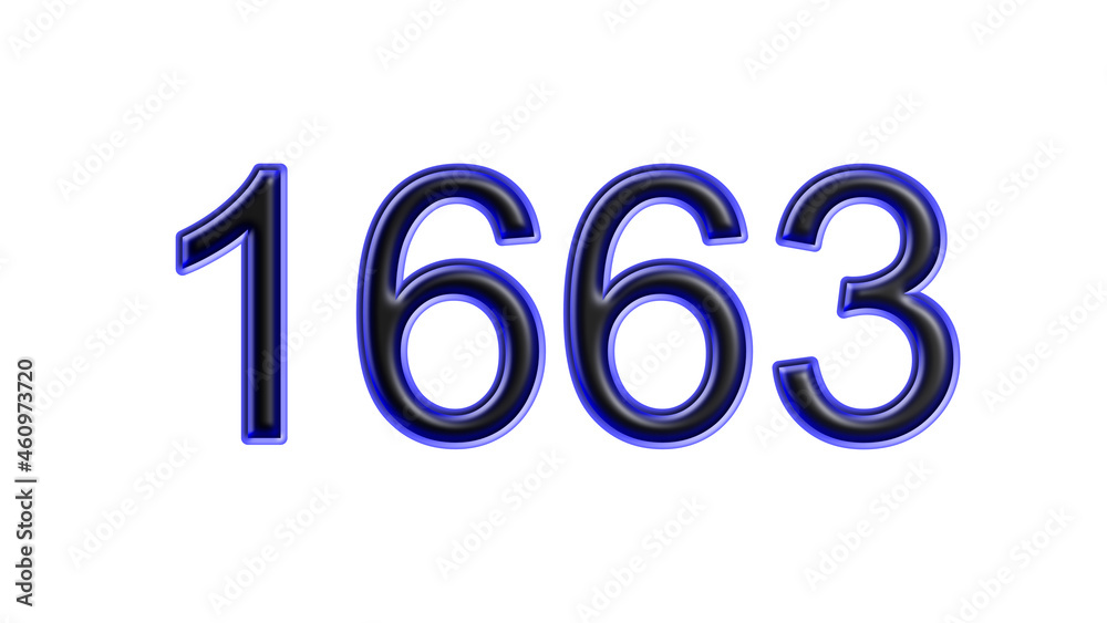 blue 1663 number 3d effect white background