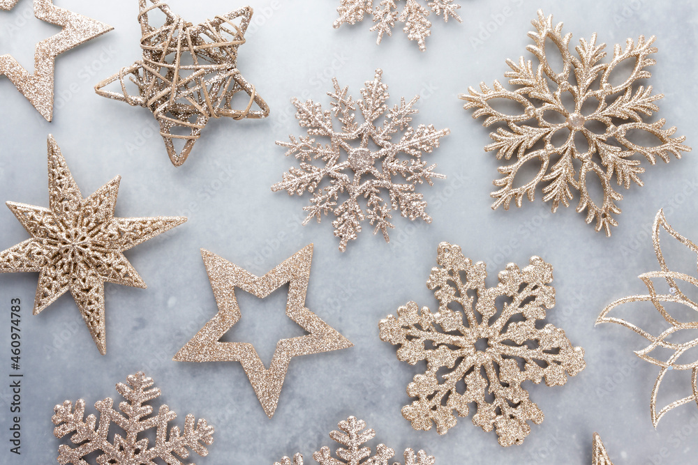 Christmas decor background. Flat lay, top view. Christmas decor background. Flat lay, top view.
