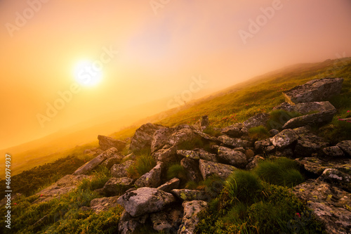 Majestic morning scene in summer mountains. Carpathian mountains, Ukraine.