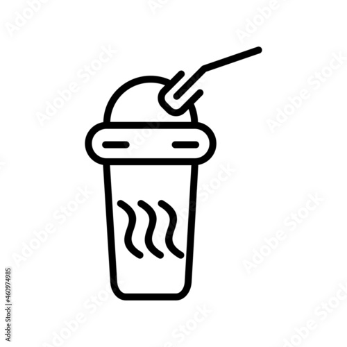 Disposable Hot Coffee Outline Vector Icon Design