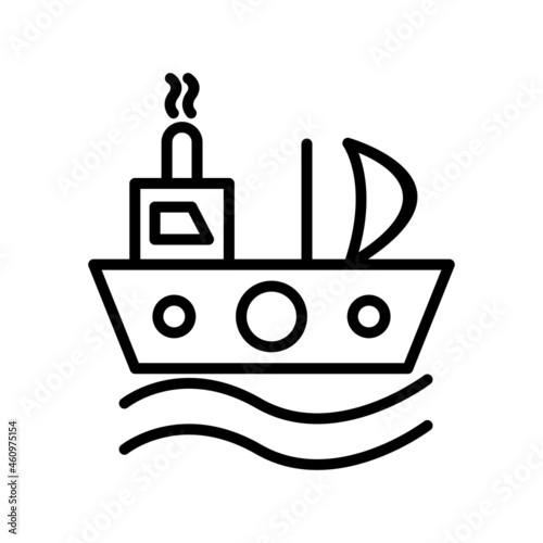 Ship Outline Vector Icon Design