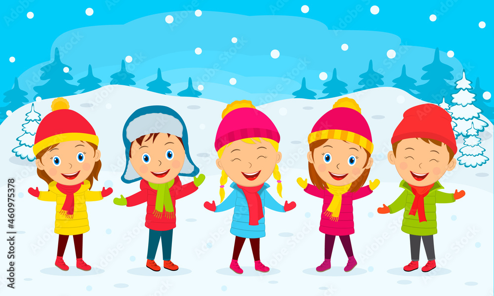 Naklejka premium kids winter activity