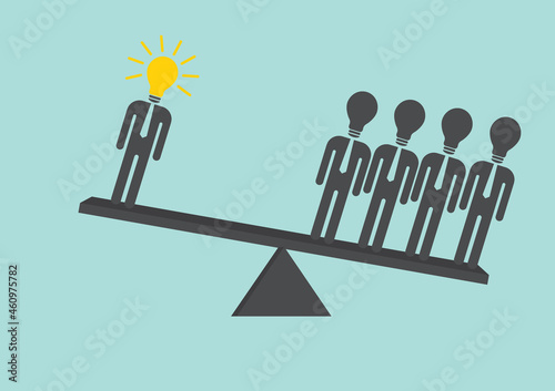 .Businessman idea on scales.vector illustration