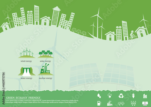 Ecology connection  concept background . Vector infographic illustration