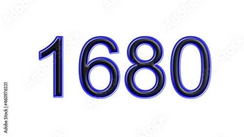 blue 1680 number 3d effect white background